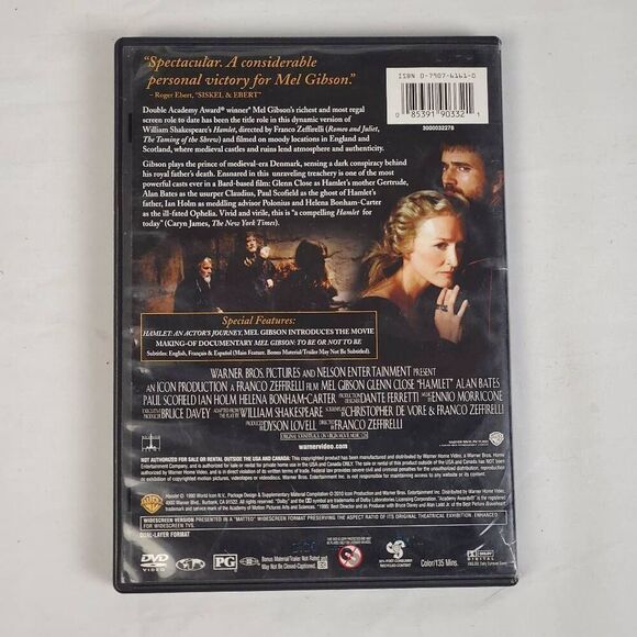 Hamlet (DVD, 1990) Mel Gibson Glenn Close Shakespeare Film - Picture 3 of 3